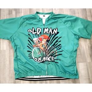 OLD GUY ON A BICYCLE TShirt Tee Short-Sleeved Green Riding Jersey vented 6XL